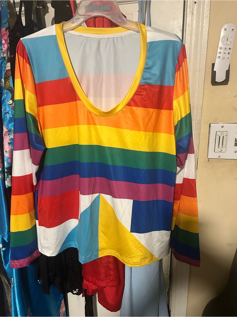 Rainbow Striped Long Sleeve Scoop Neck Top